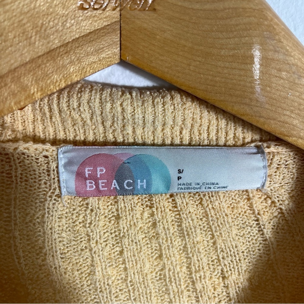 FP BEACH x FREE PEOPLE Riding Waves Button Front Butter Yellow Knit Midi Dress - Picture 7 of 9